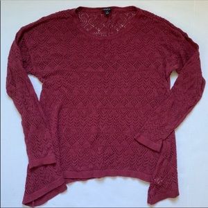 Torrid Crochet Lace Burgundy Long Line Sweater Cotton Tunic size 1X